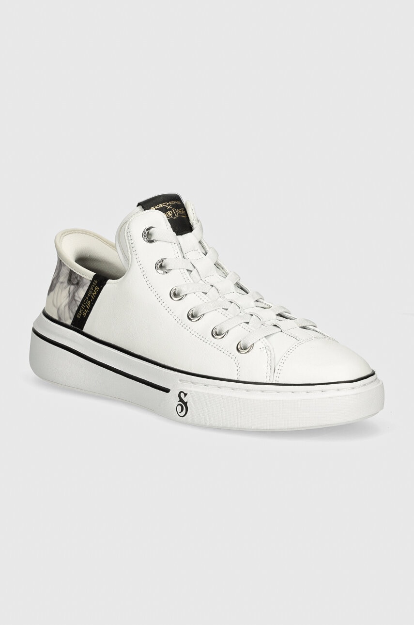 Skechers tenisi de piele SKECHERS X SNOOP DOGG barbati, culoarea alb