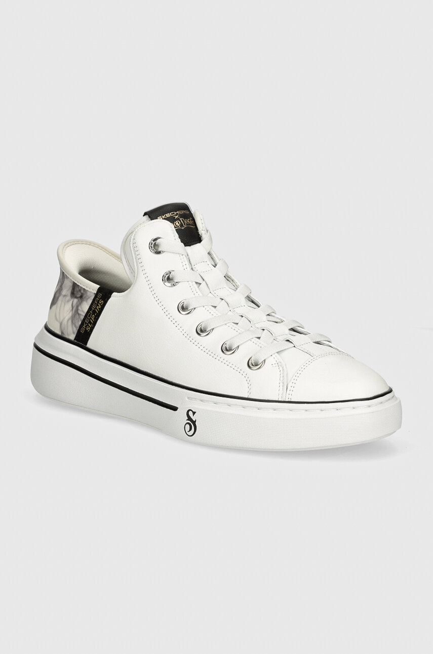 Skechers tenisi de piele SKECHERS X SNOOP DOGG barbati, culoarea alb