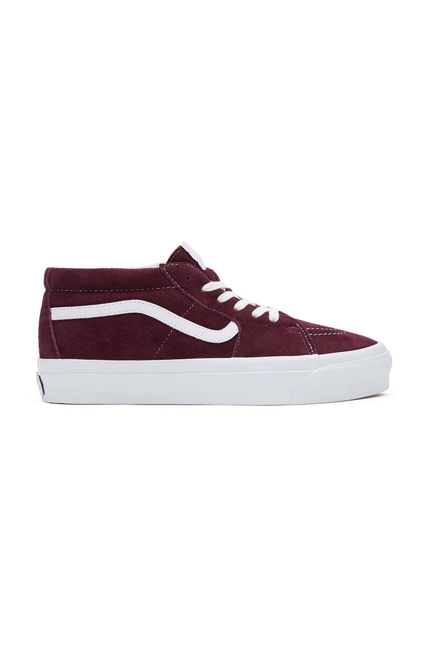 Vans sneakers din piele intoarsă Sk8-Mid Reissue 83 LX culoarea bordo, VN000CQQ4QU1