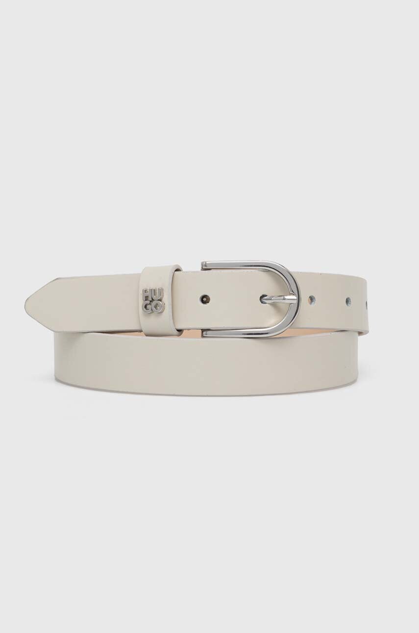 HUGO curea de piele femei, culoarea bej