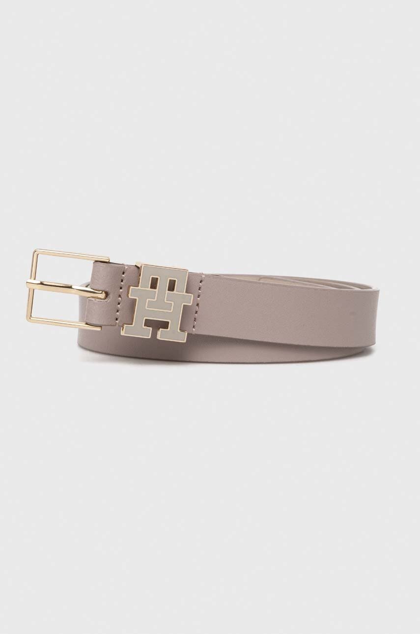 Levně Kožený pásek Tommy Hilfiger dámský, béžová barva, AW0AW15763