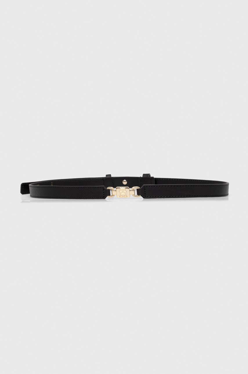 Levně Kožený pásek Tommy Hilfiger dámský, černá barva, AW0AW15764
