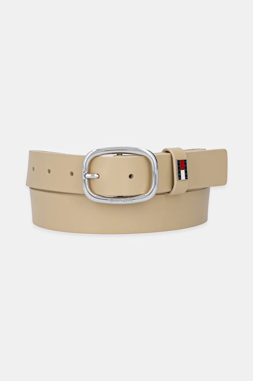 Tommy Jeans curea de piele culoarea bej, AW0AW15836