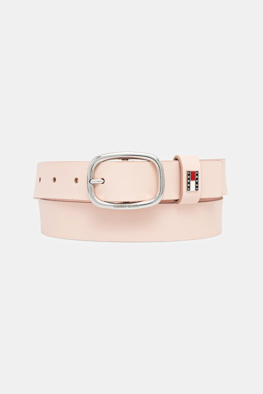 Tommy Jeans curea de piele culoarea bej, AW0AW15836