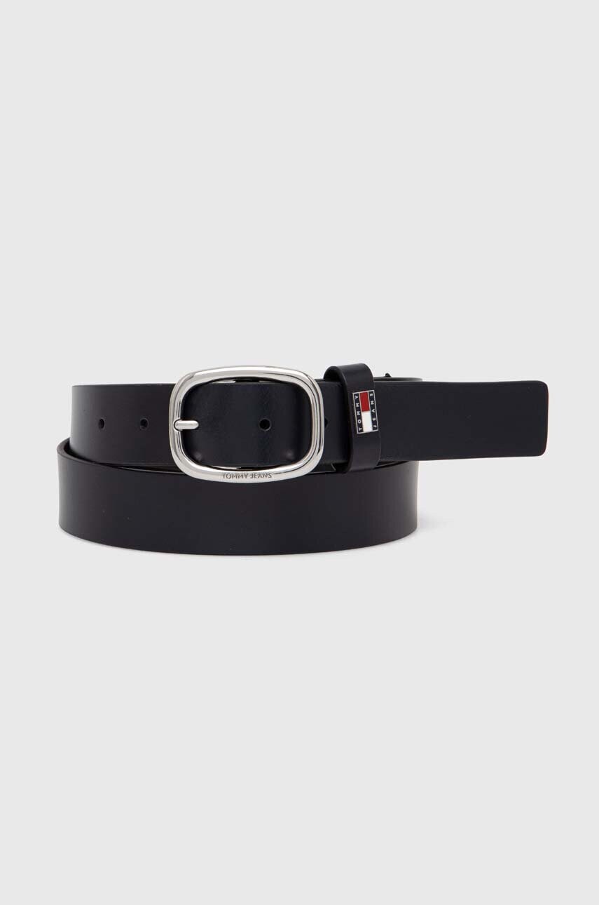 Levně Kožený pásek Tommy Jeans dámský, tmavomodrá barva