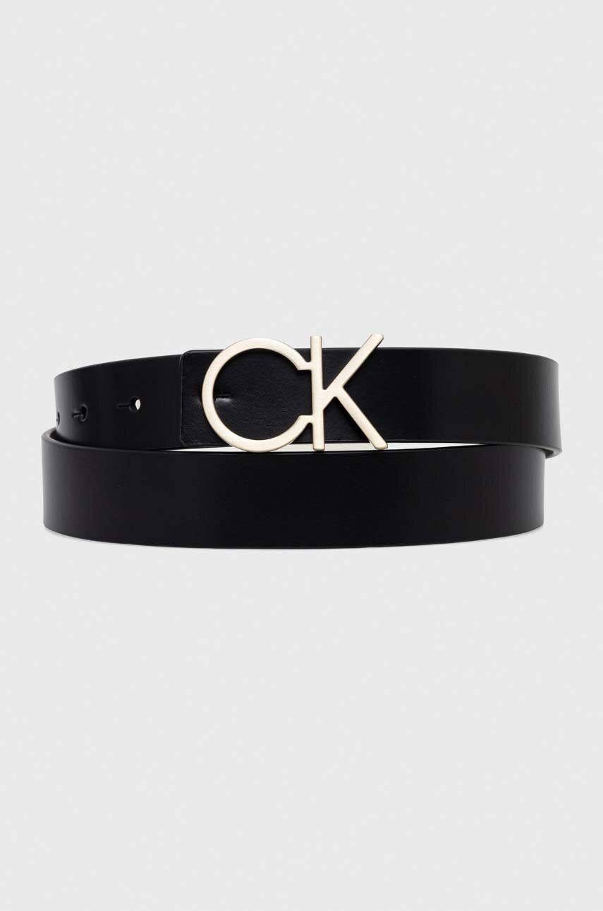 E-shop Oboustranný kožený pásek Calvin Klein dámský, černá barva