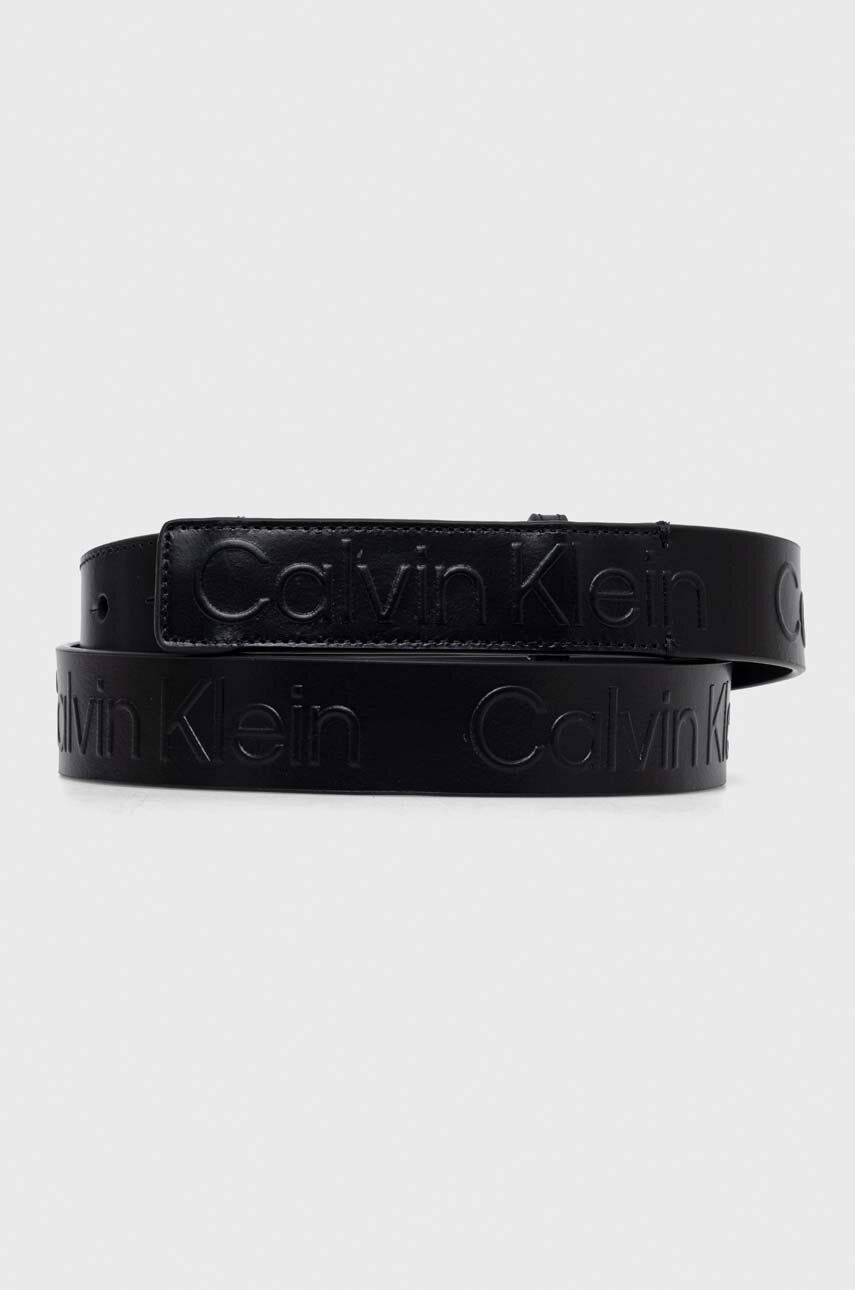 Levně Kožený pásek Calvin Klein dámský, černá barva, K60K611583