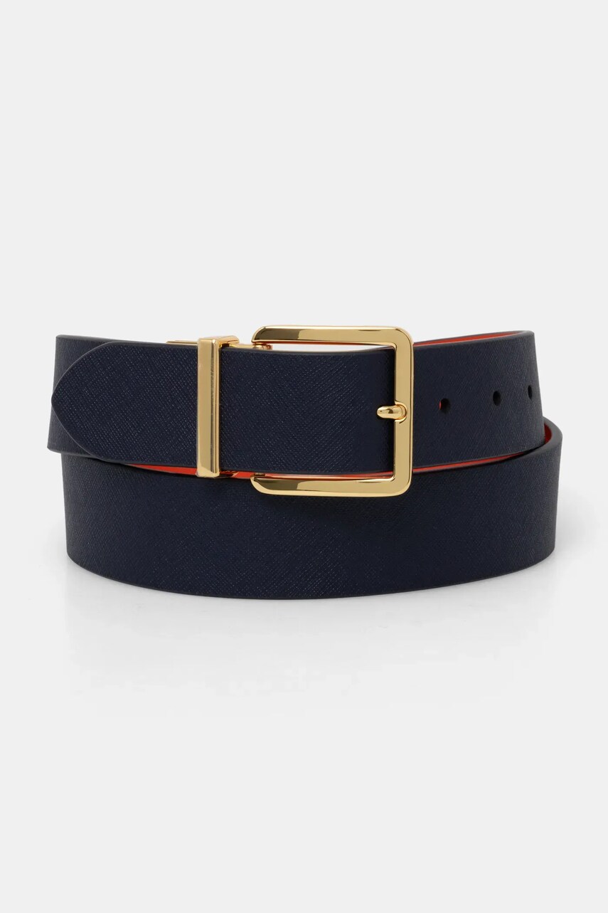 Levně Kožený pásek Lauren Ralph Lauren dámský, modrá barva