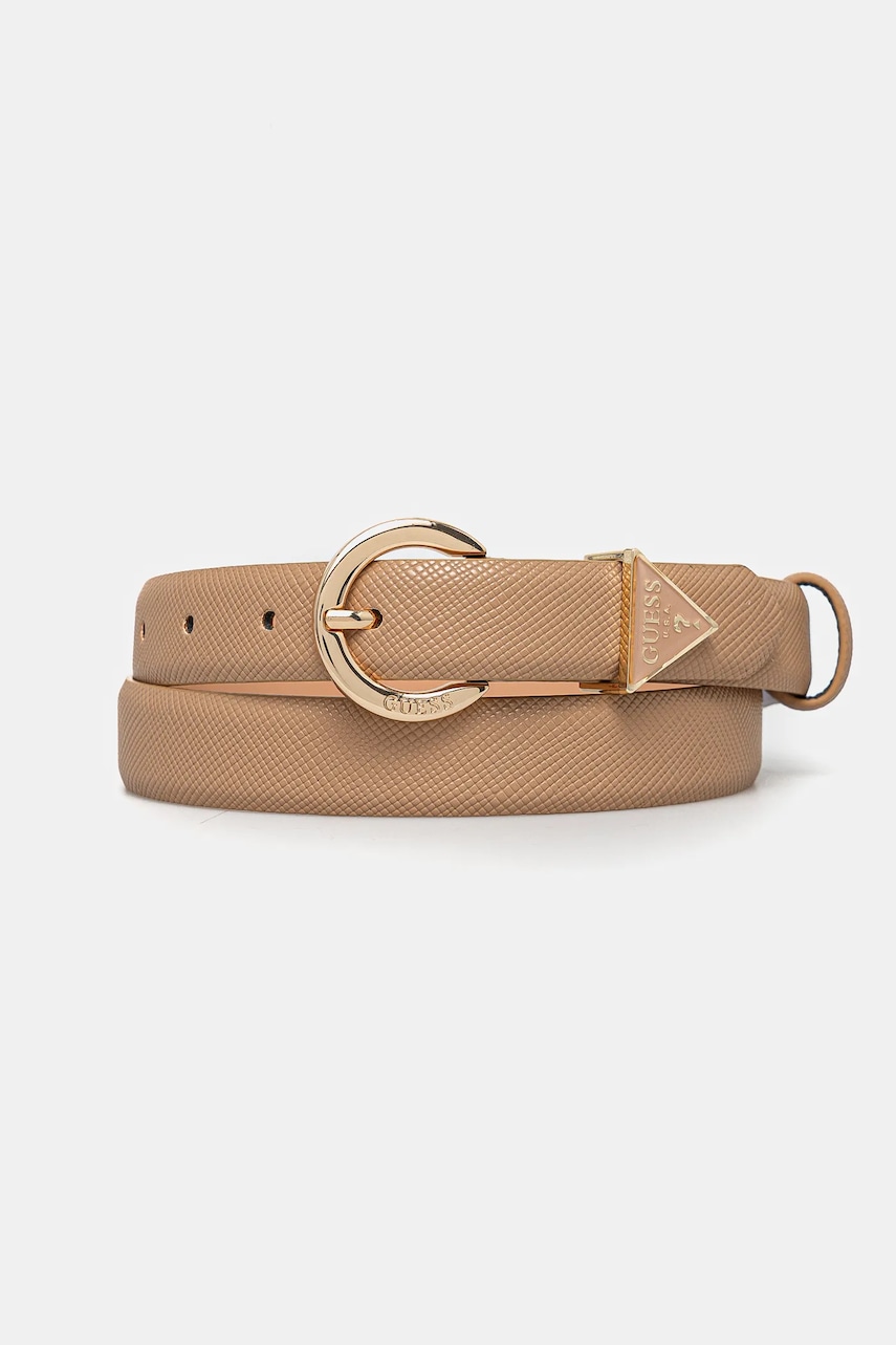 Levně Pásek Guess NOELLE dámský, béžová barva, BW9071 P4125