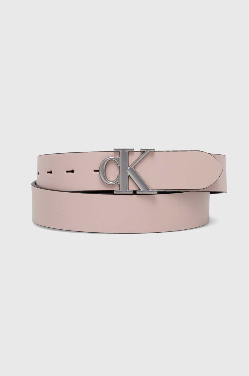 Levně Oboustranný pásek Calvin Klein Jeans dámský, růžová barva, K60K611489