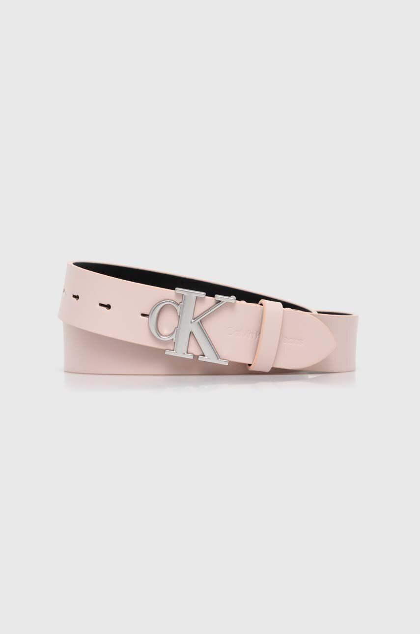 E-shop Kožený pásek Calvin Klein Jeans dámský, růžová barva