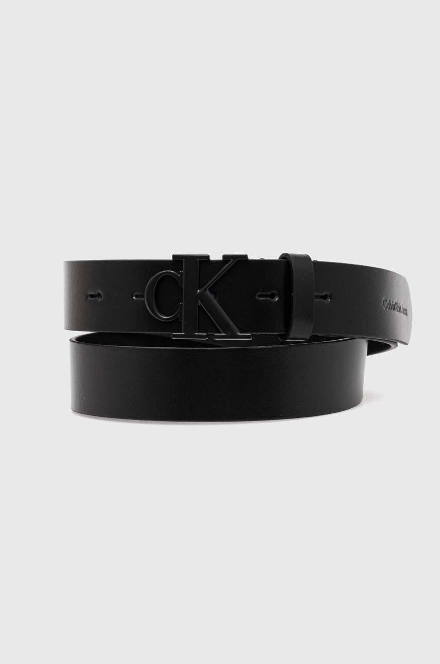 Levně Kožený pásek Calvin Klein Jeans dámský, černá barva, K60K611490