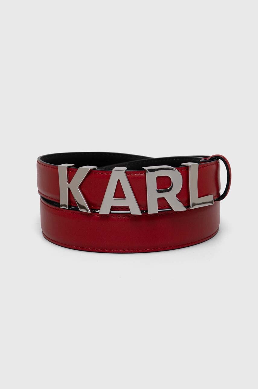 Karl Lagerfeld curea de piele femei, culoarea rosu