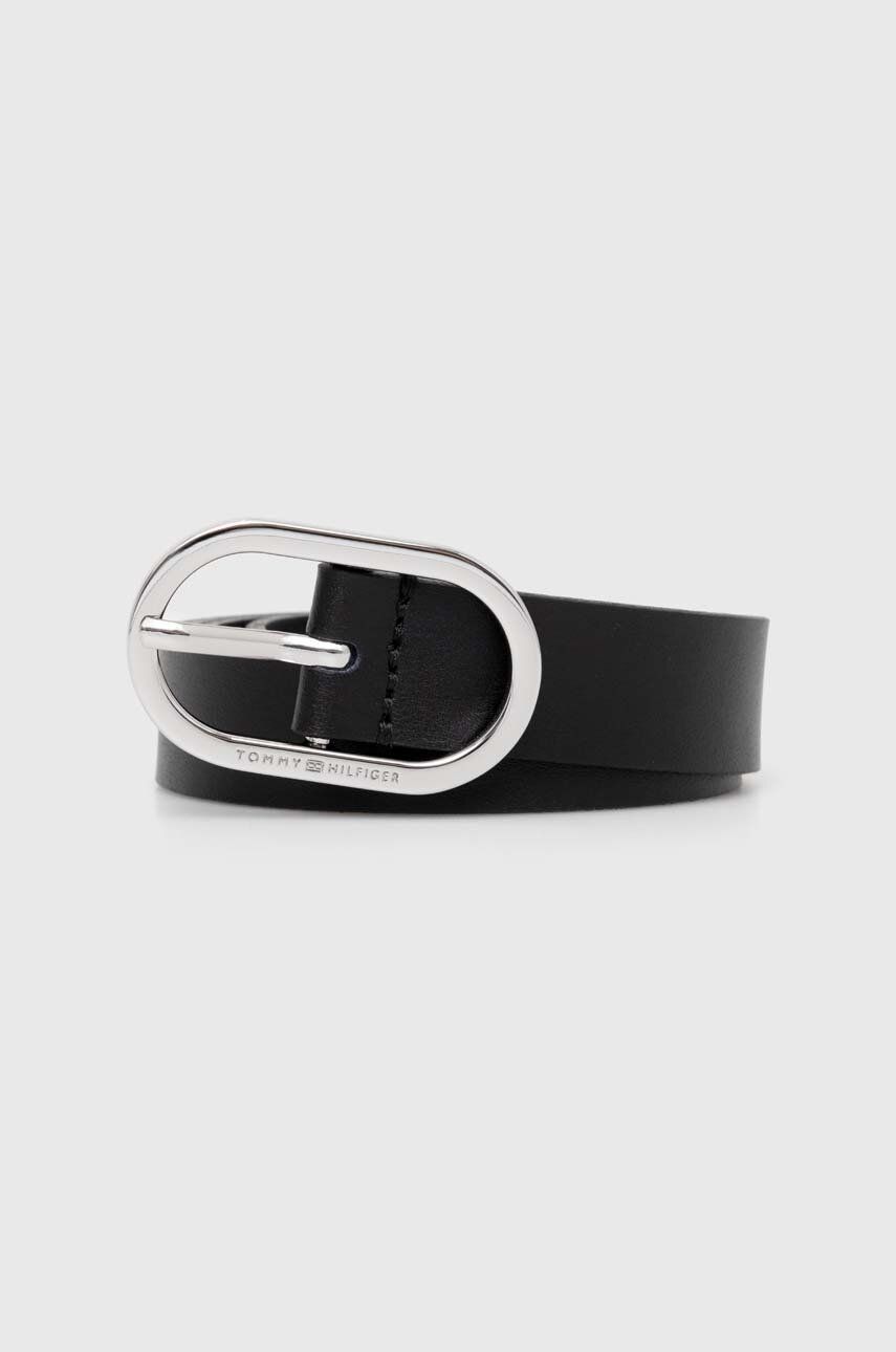 E-shop Kožený pásek Tommy Hilfiger dámský, černá barva