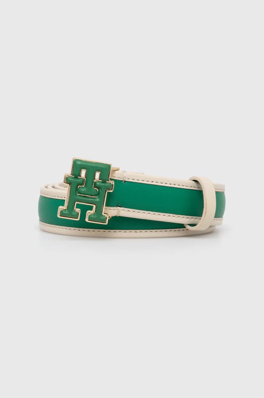 Levně Kožený pásek Tommy Hilfiger dámský, zelená barva, AW0AW16772