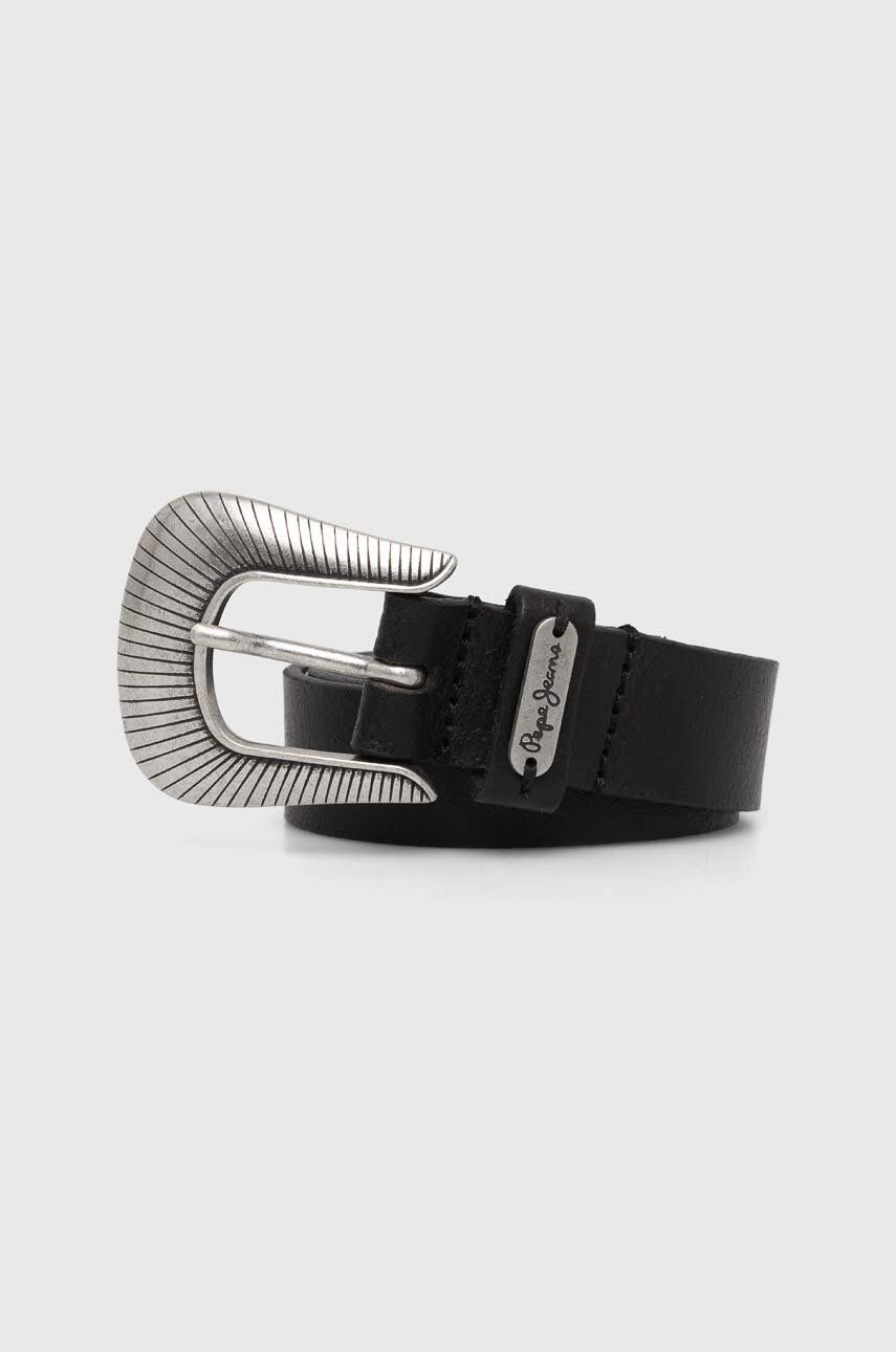Pepe Jeans curea de piele femei, culoarea negru - Shoppu.ro
