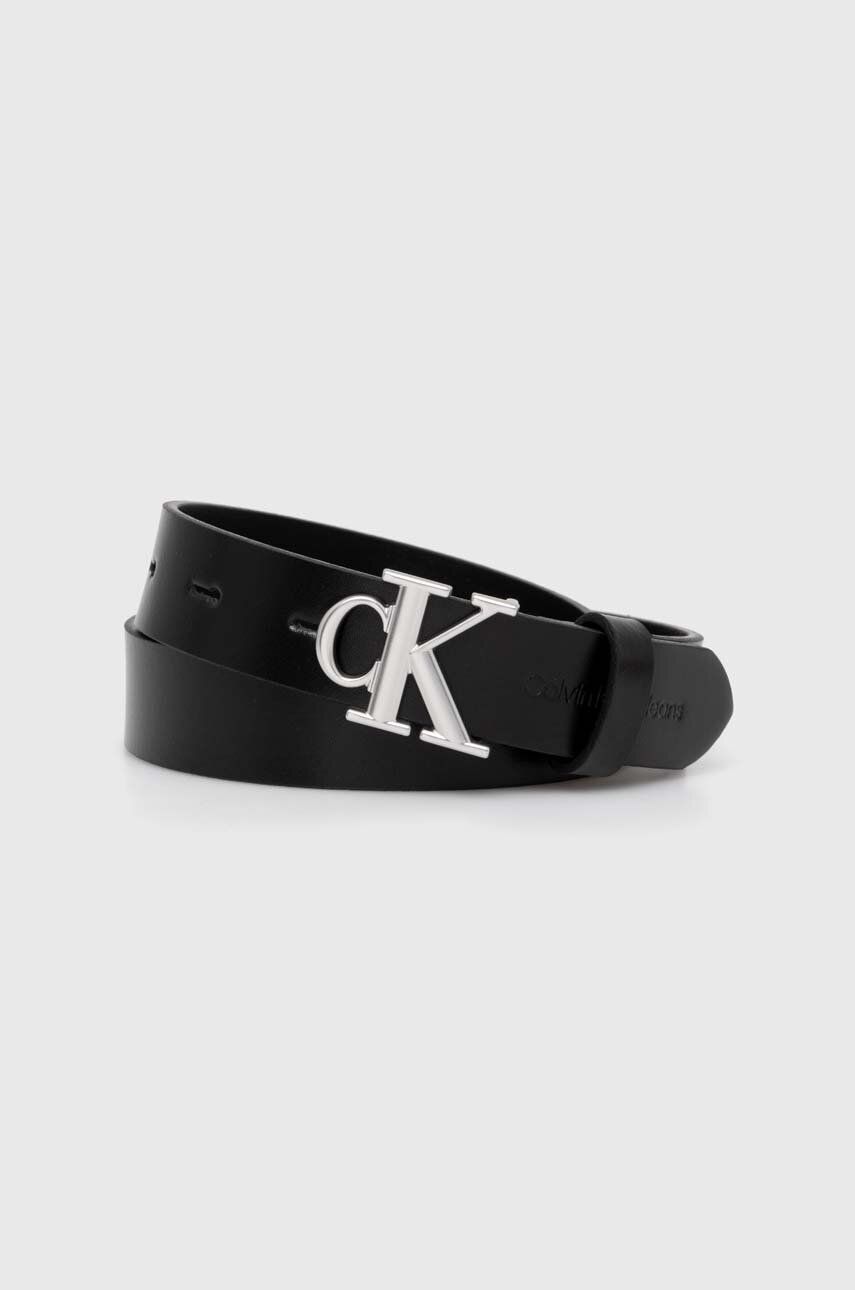 Levně Kožený pásek Calvin Klein Jeans dámský, černá barva, K60K611988