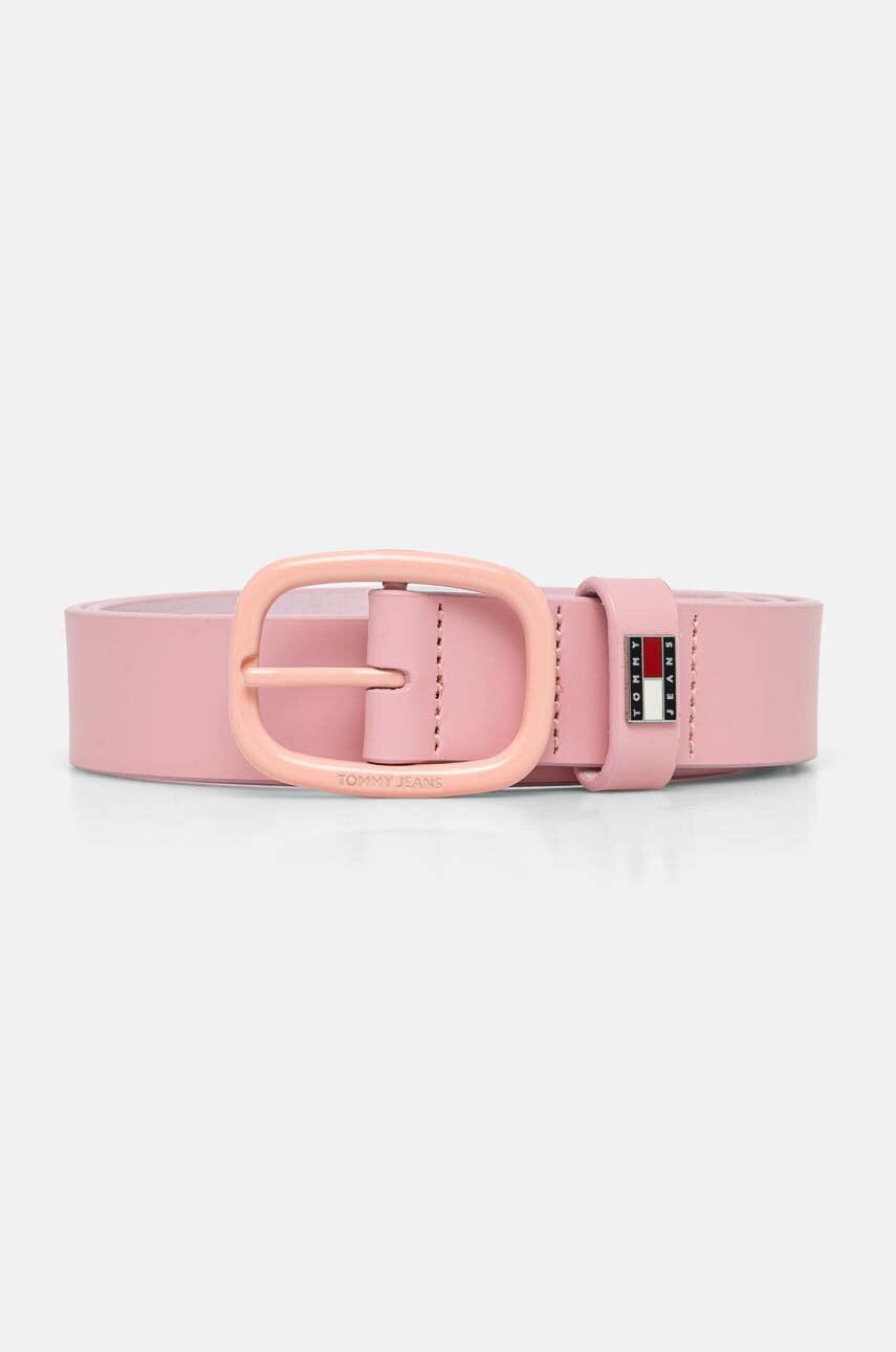 Tommy Jeans curea de piele femei, culoarea albastru marin, AW0AW16220