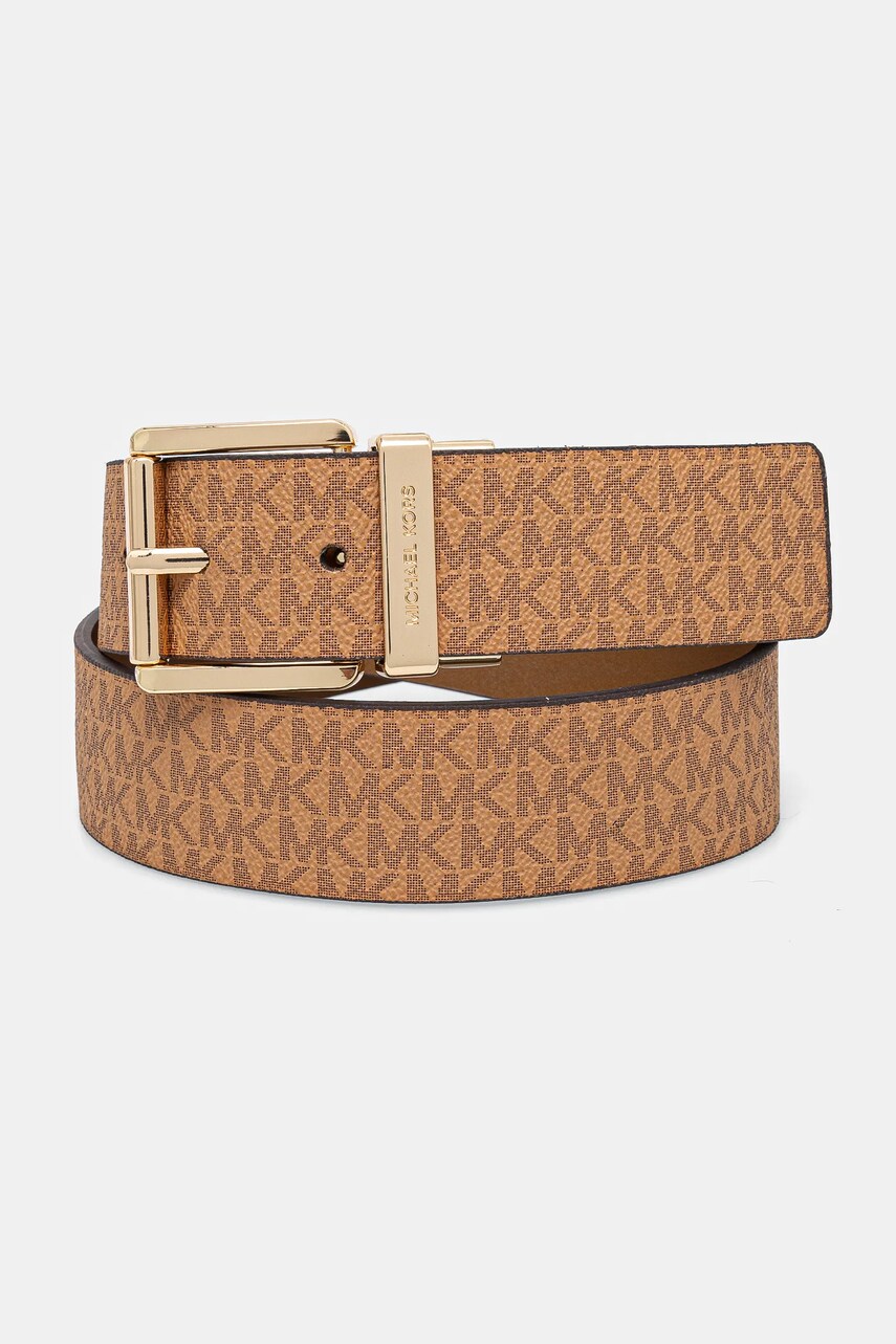 Levně Oboustranný pásek MICHAEL Michael Kors dámský, hnědá barva