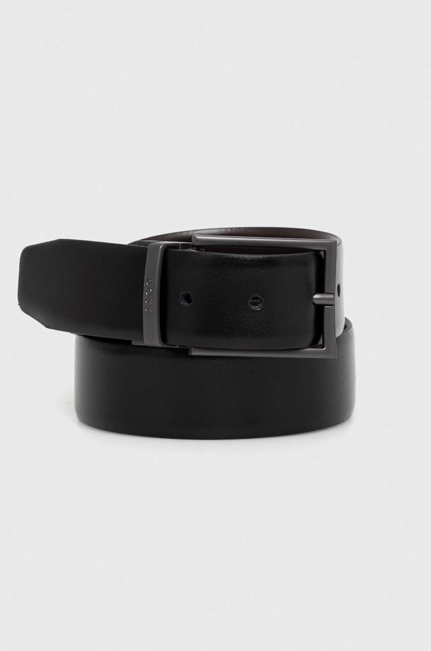 E-shop Oboustranný kožený pásek BOSS pánský, černá barva