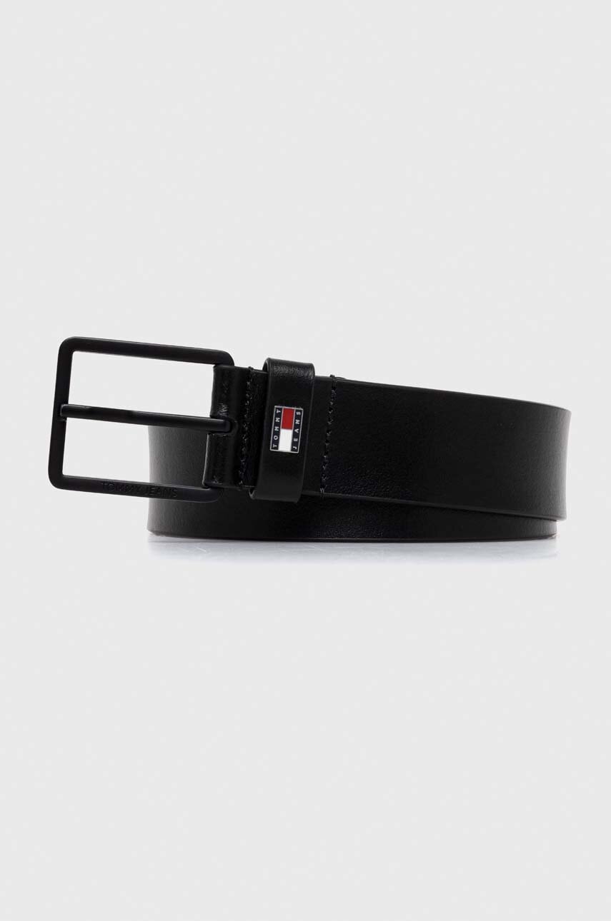 Tommy Jeans curea de piele bărbați, culoarea negru AM0AM12046