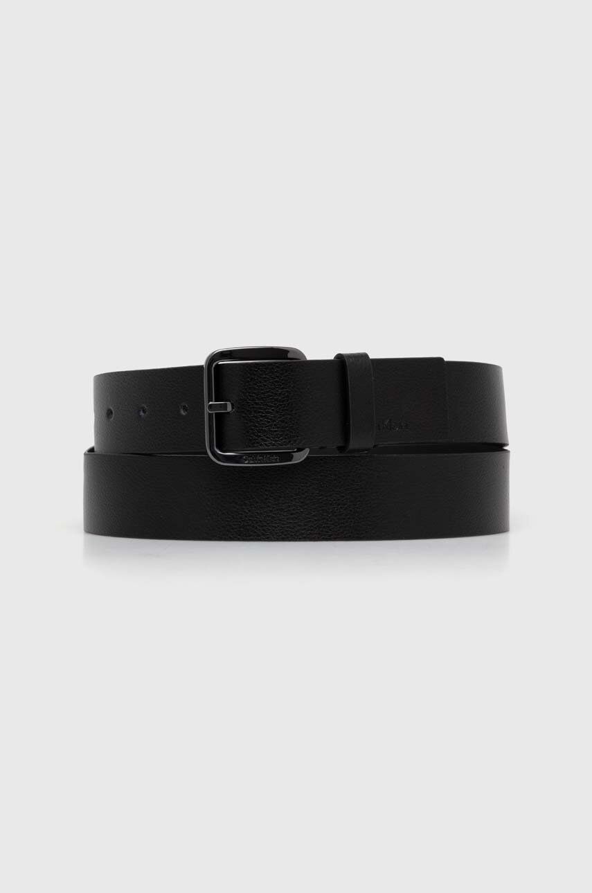 Levně Kožený pásek Calvin Klein pánský, černá barva, K50K511334