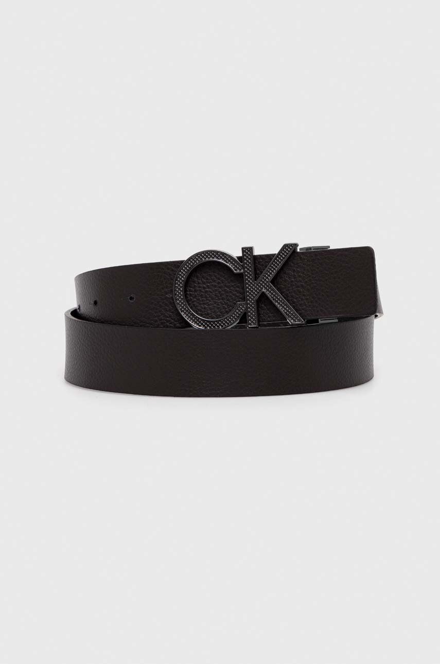 Levně Oboustranný kožený pásek Calvin Klein pánský, černá barva, K50K511337