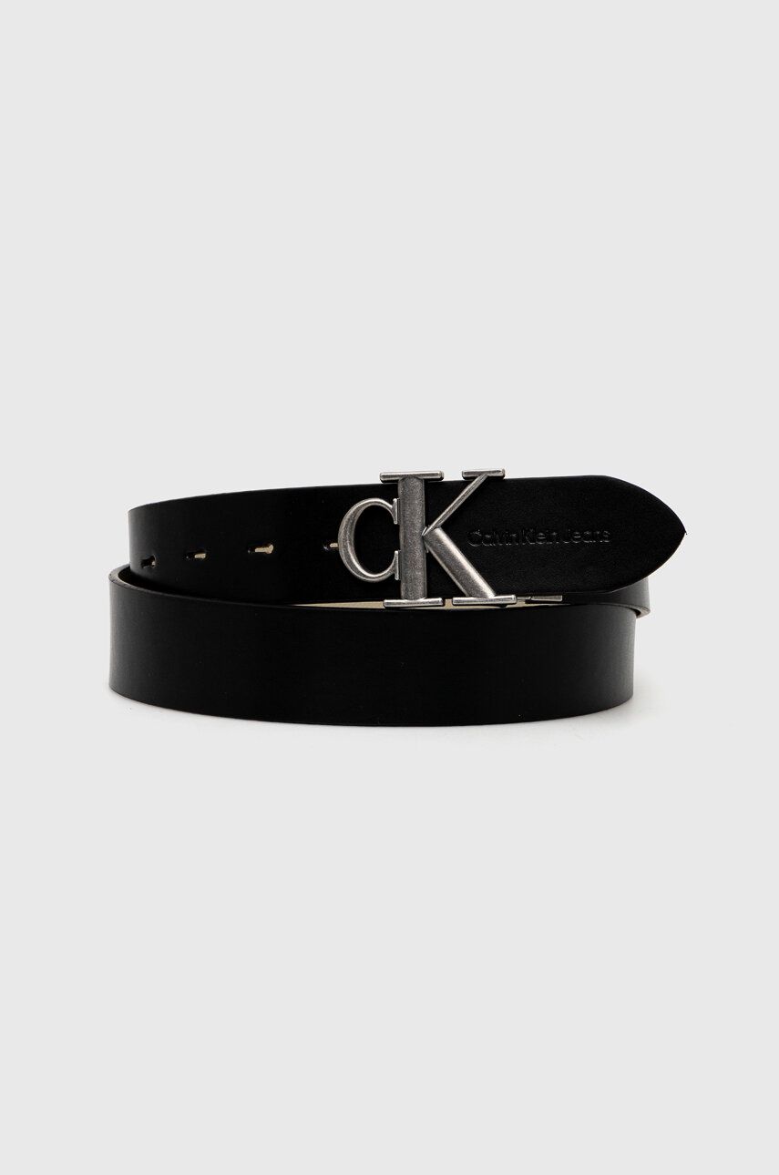 Levně Oboustranný pásek Calvin Klein Jeans pánský, černá barva, K50K511415