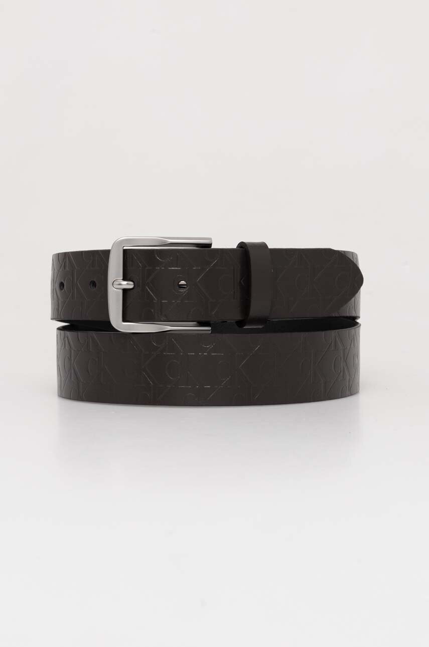 Levně Kožený pásek Calvin Klein Jeans pánský, hnědá barva, K50K511518