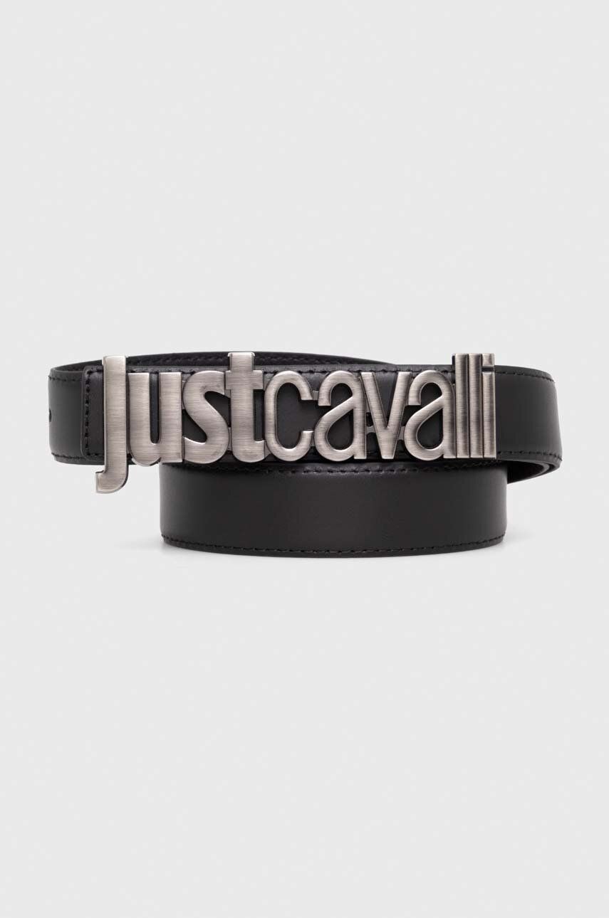Levně Kožený pásek Just Cavalli pánský, černá barva, 76QA6F30 ZP296