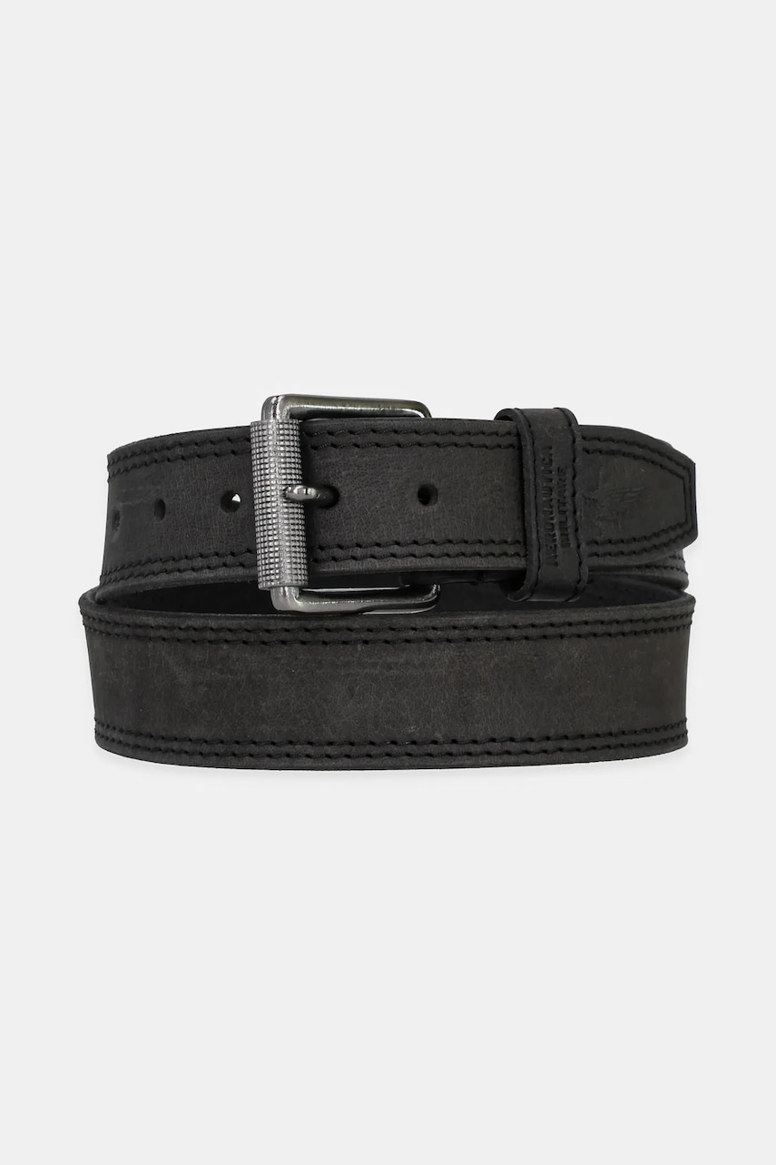 Aeronautica Militare curea din piele intoarsa culoarea negru, CP237PL181 Aeronautica Militare curea din piele intoarsa culoarea negru, CP237PL181