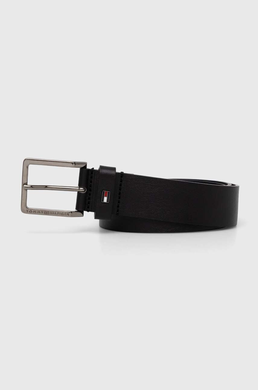 E-shop Kožený pásek Tommy Hilfiger pánský, černá barva