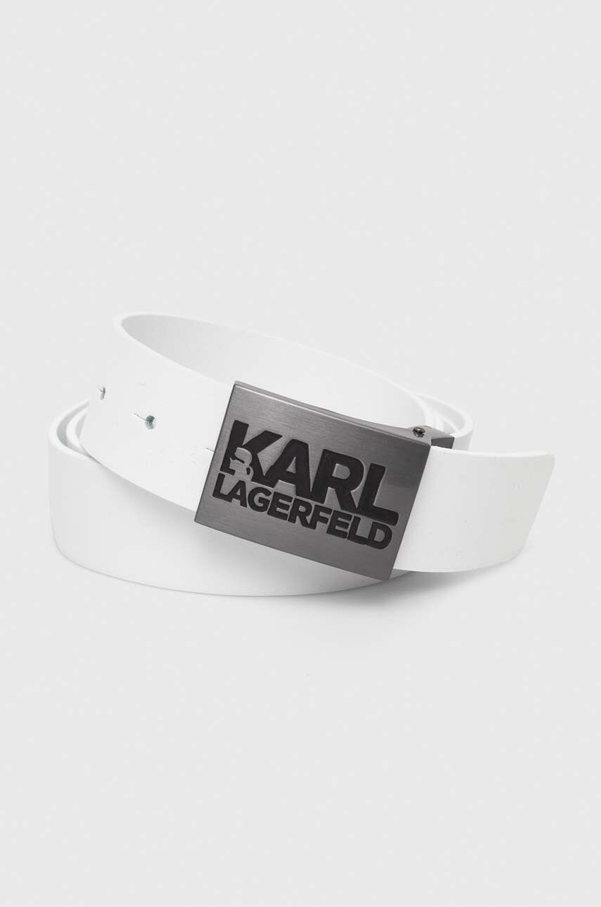 Karl Lagerfeld curea de piele barbati, culoarea alb