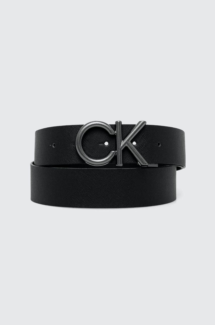 Levně Kožený pásek Calvin Klein pánský, černá barva, K50K511567