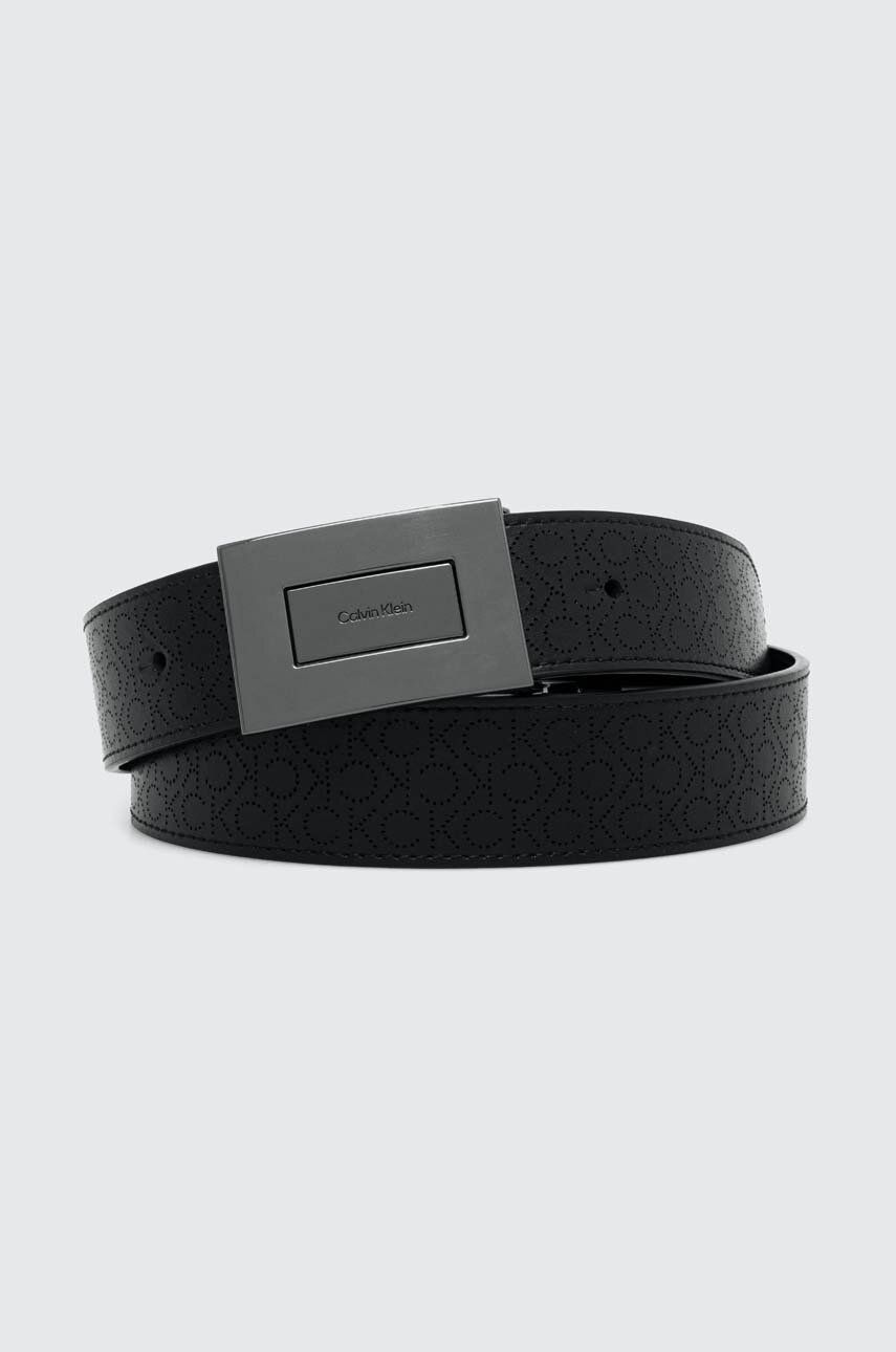 Levně Oboustranný kožený pásek Calvin Klein pánský, černá barva, K50K511573