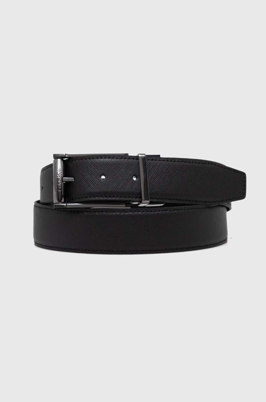 Levně Oboustranný kožený pásek Calvin Klein pánský, černá barva