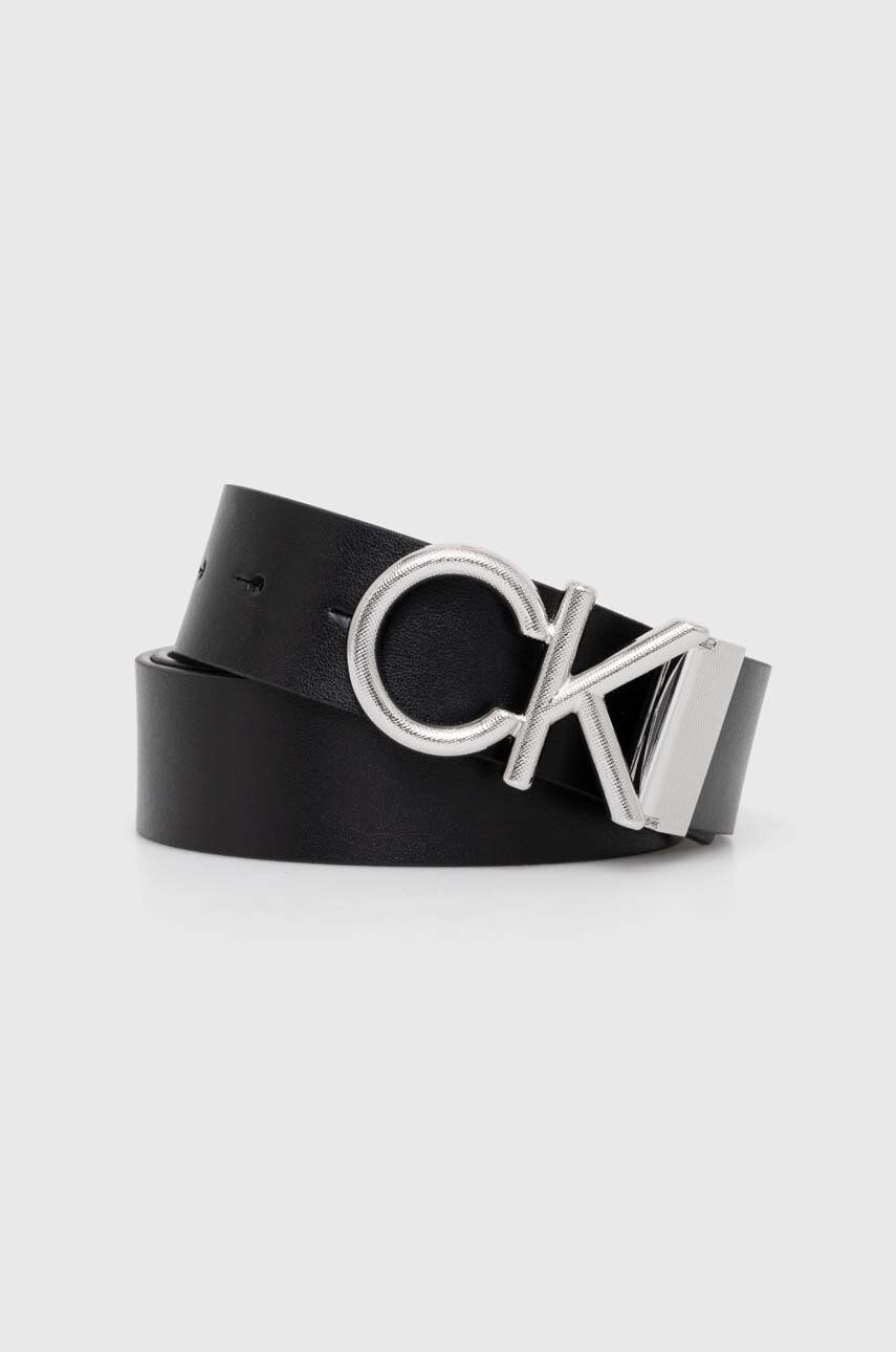 E-shop Kožený pásek Calvin Klein pánský, černá barva