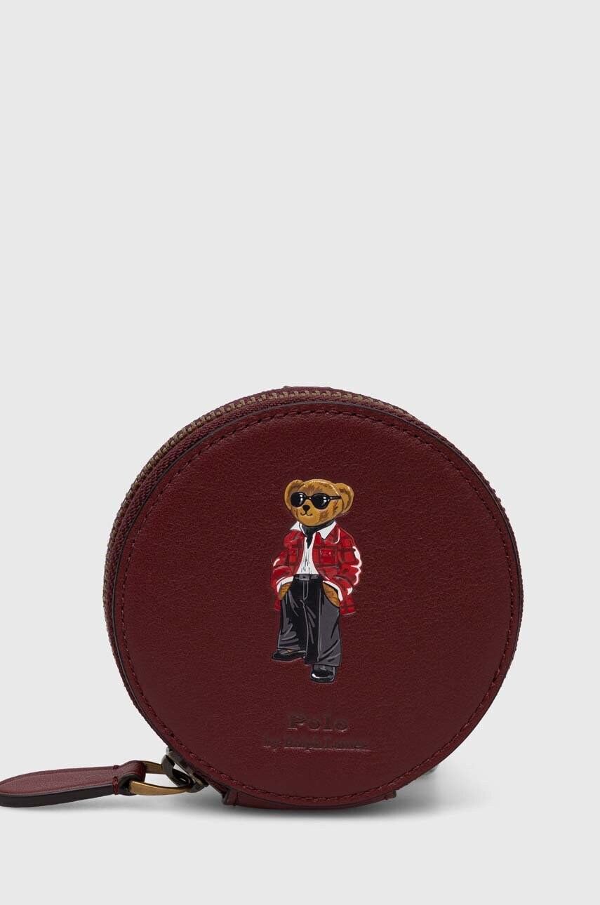 

Кожаный кошелек Polo Ralph Lauren женский цвет бордовый