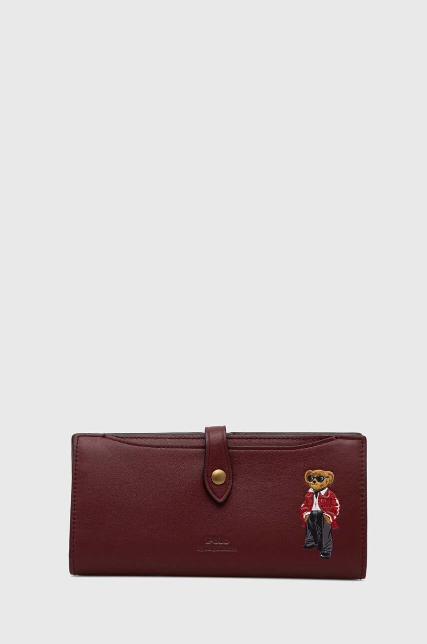 

Шкіряний гаманець Polo Ralph Lauren жіночий колір бордовий