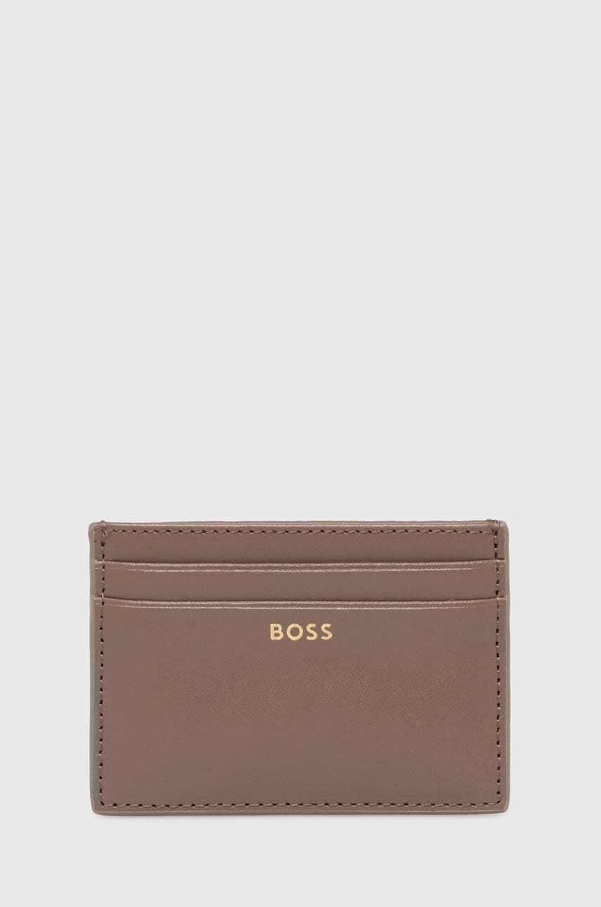 BOSS carcasa din piele culoarea bej