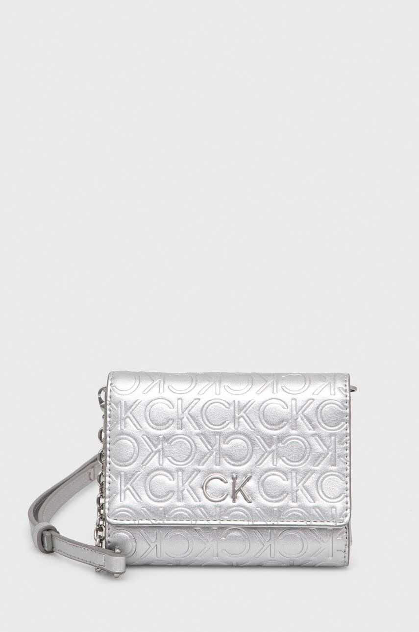 Levně Peněženka Calvin Klein stříbrná barva, K60K611383