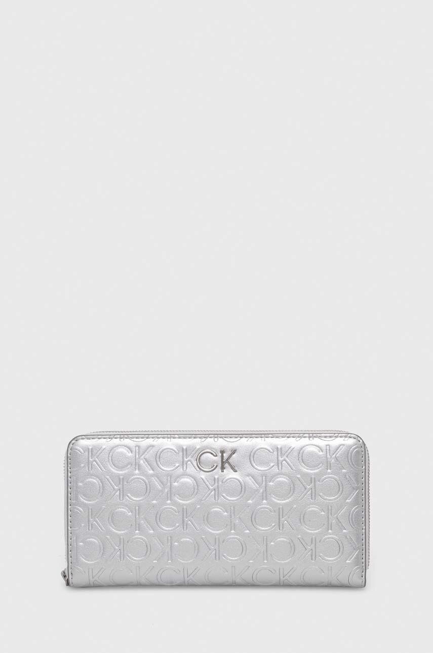 Peněženka Calvin Klein stříbrná barva, K60K611573