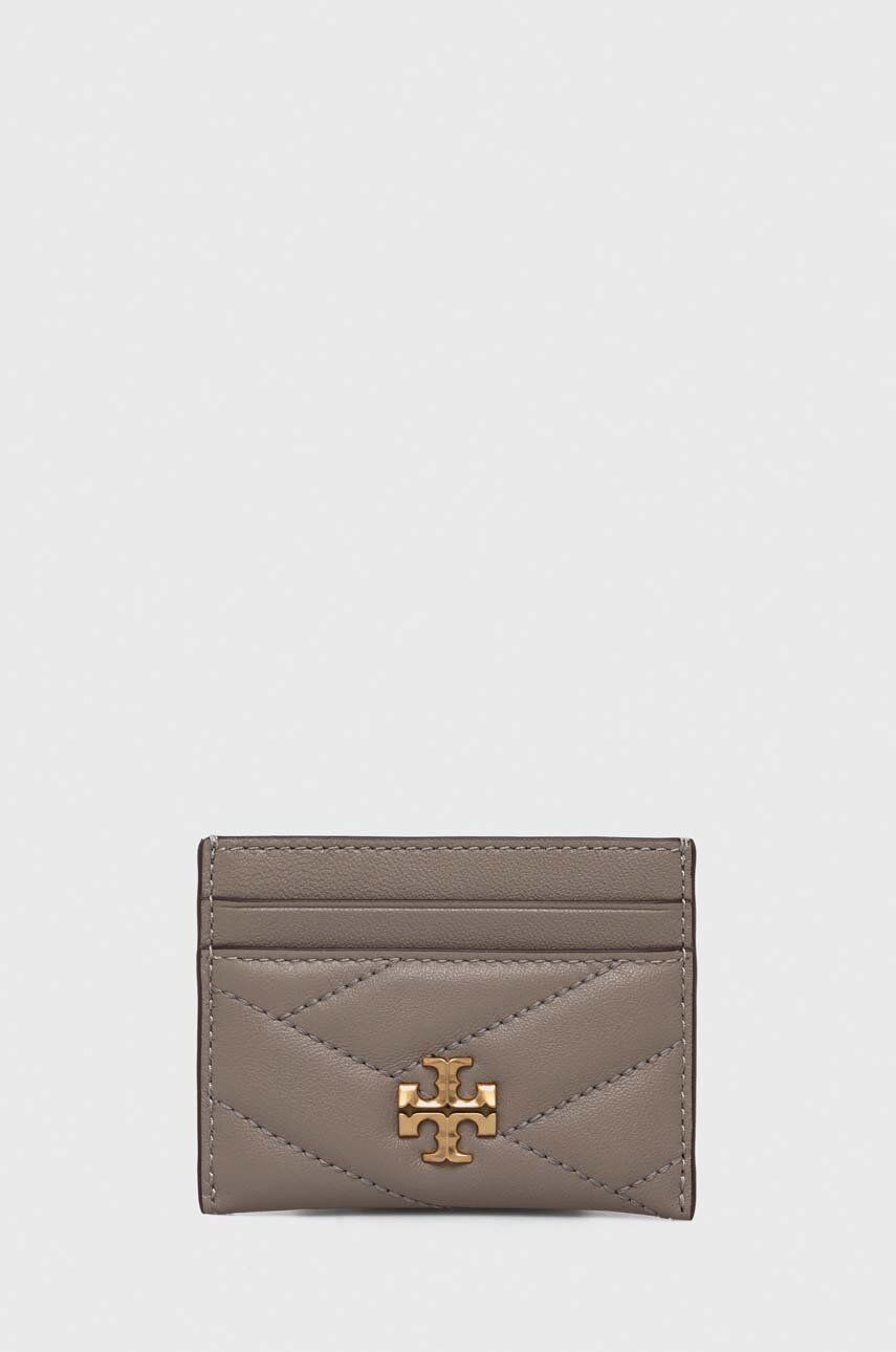 Tory Burch carcasa din piele culoarea gri