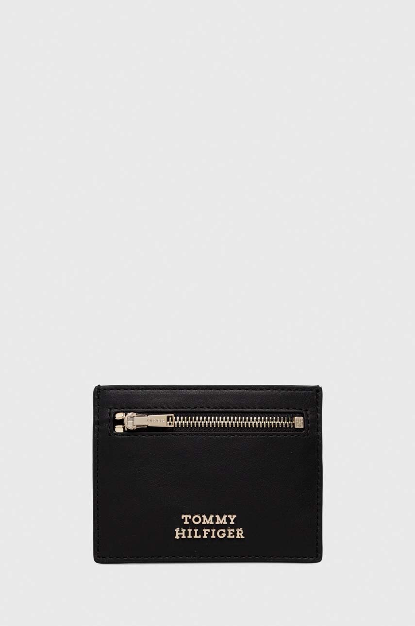 

Кожен портфейл Tommy Hilfiger дамски в черно AW0AW16215, Черен