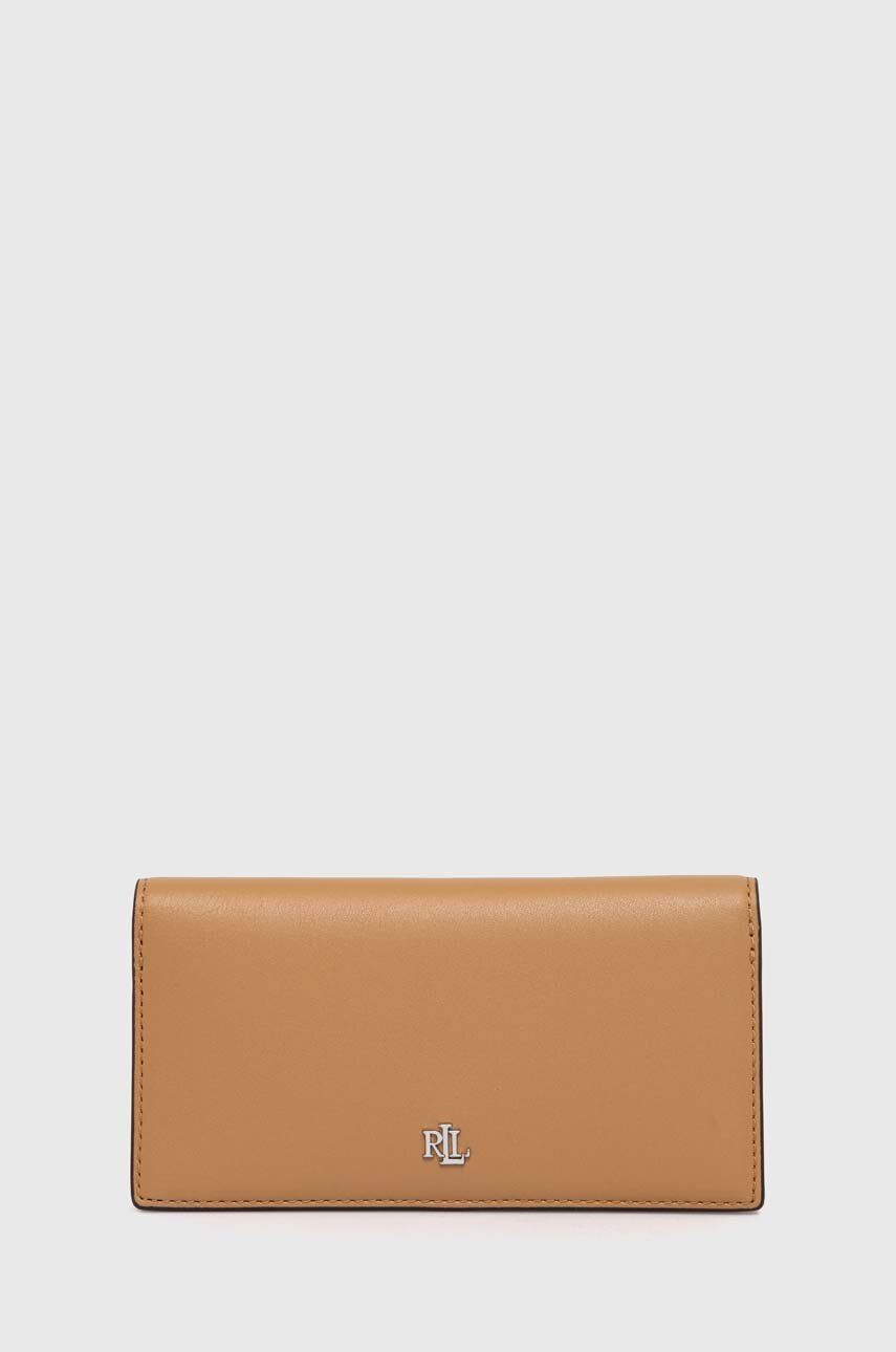 Levně Kožená peněženka Lauren Ralph Lauren béžová barva, 432935939