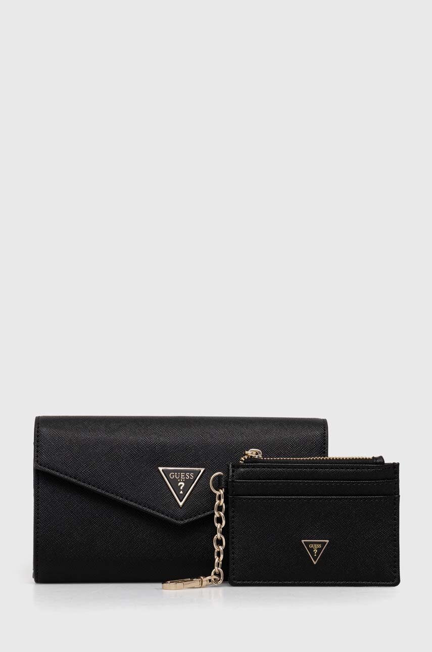 

Портмоне и калъф за карти Guess дамски в черно GFBOXW P4202, Черен