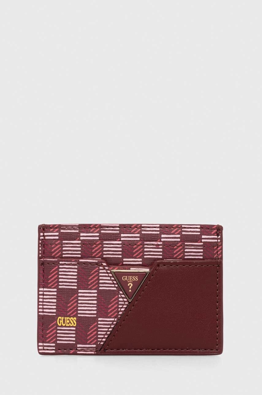 Levně Pouzdro na karty Guess vínová barva, RW1613 P4201