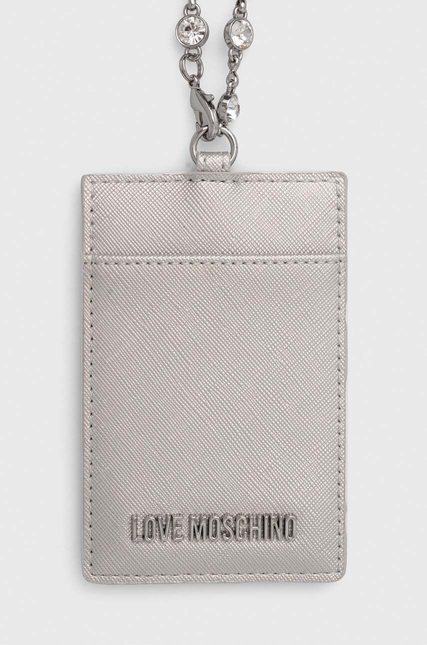 Levně Pouzdro na karty Love Moschino stříbrná barva