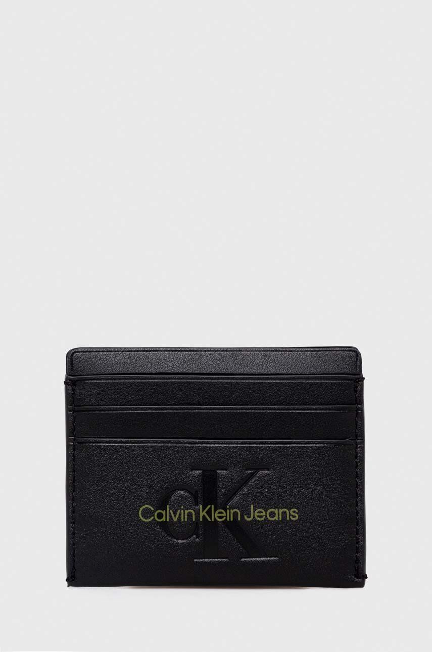 Levně Pouzdro na karty Calvin Klein Jeans černá barva, K60K611987