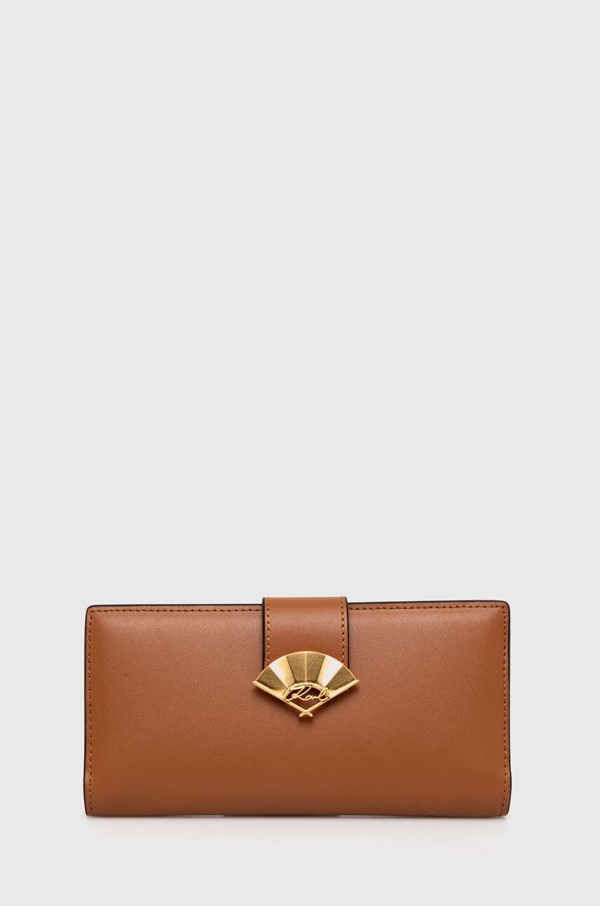 Karl Lagerfeld portofel de piele femei, culoarea maro